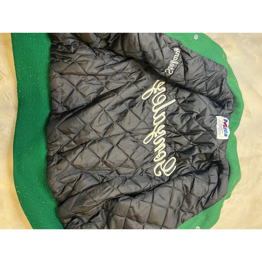 Meca Varsity Letterman Jacket Womens Small Green Gonzalez Stefany Good Vintage - Picture 9 of 9